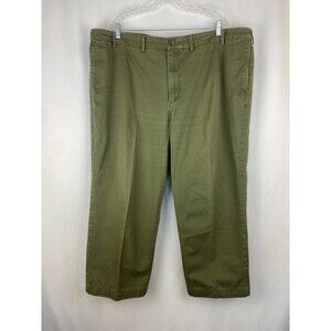 Lands End Men's 48x26 Traditional Fit 100% Twill Olive Green Dress Pants Career